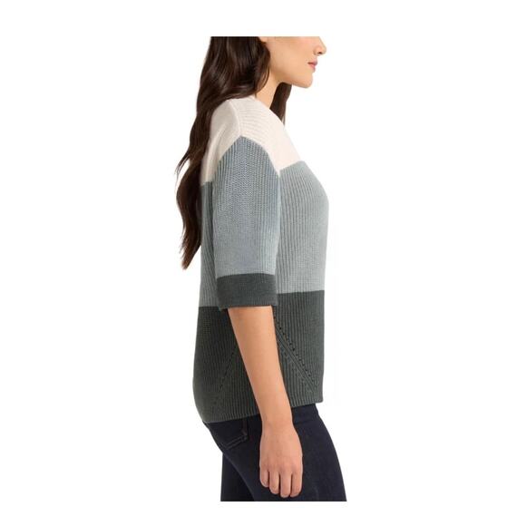 Matty L Women's Elbow Sleeve Green Colorblock Sweater New Women Fashion - Picture 4 of 4